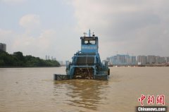 广西柳州水上保洁队日均清扫近百立方垃圾 保障